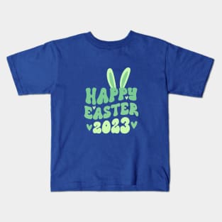 Happy Easter 2023 Bunny Ears Green Kids T-Shirt